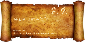 Hejja István névjegykártya